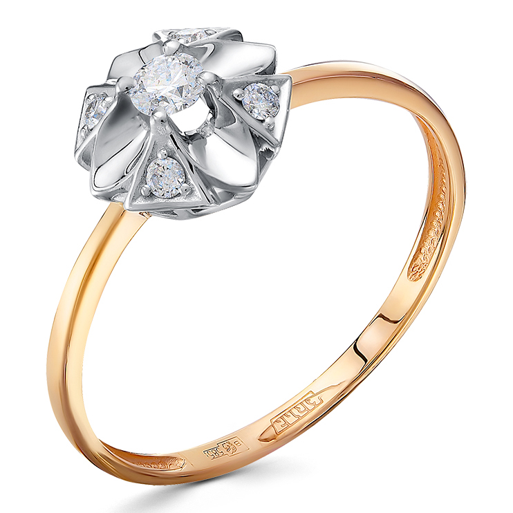 Кольцо, золото, бриллиант, 01-4986